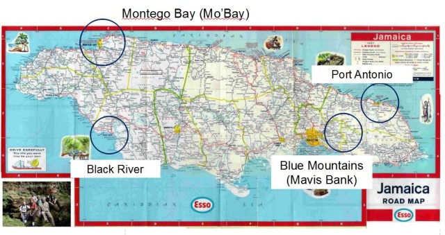 Road map of Jamaica